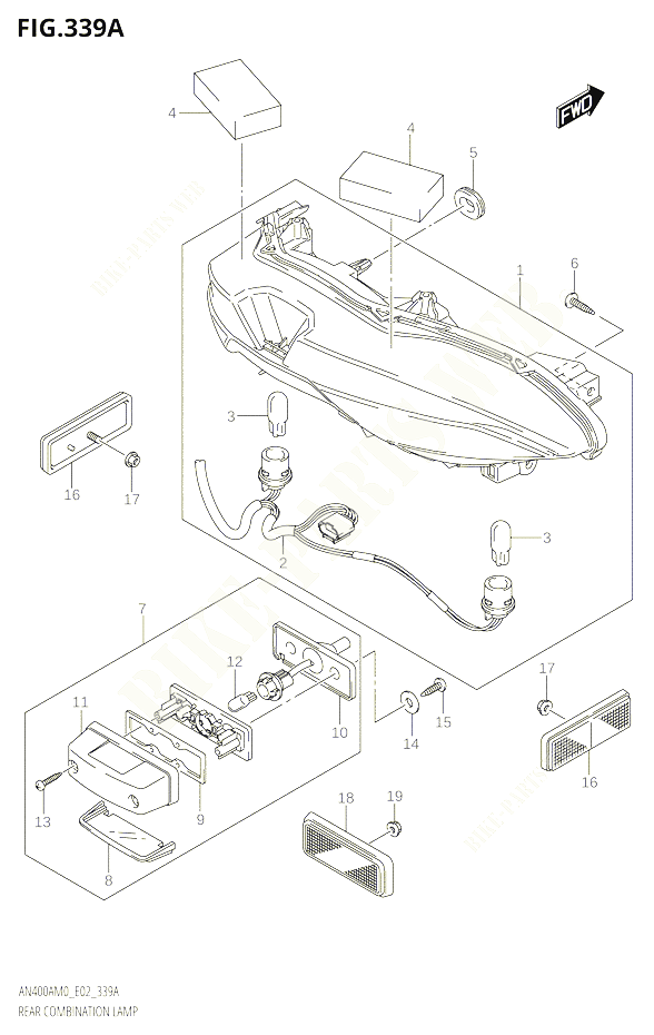 ENSEMBLE FEU ARRIERE POUR SUZUKI BURGMAN 400 2020 POUR BURGMAN 400 AN400A M0 