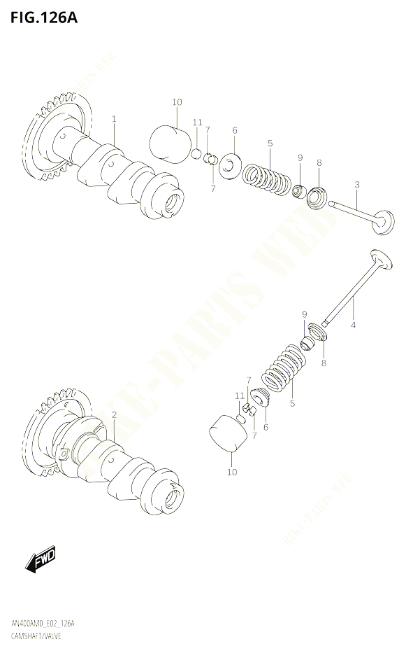 ARBRE A CAMES VALVE POUR SUZUKI BURGMAN 400 2020 POUR BURGMAN 400 AN400A M0 