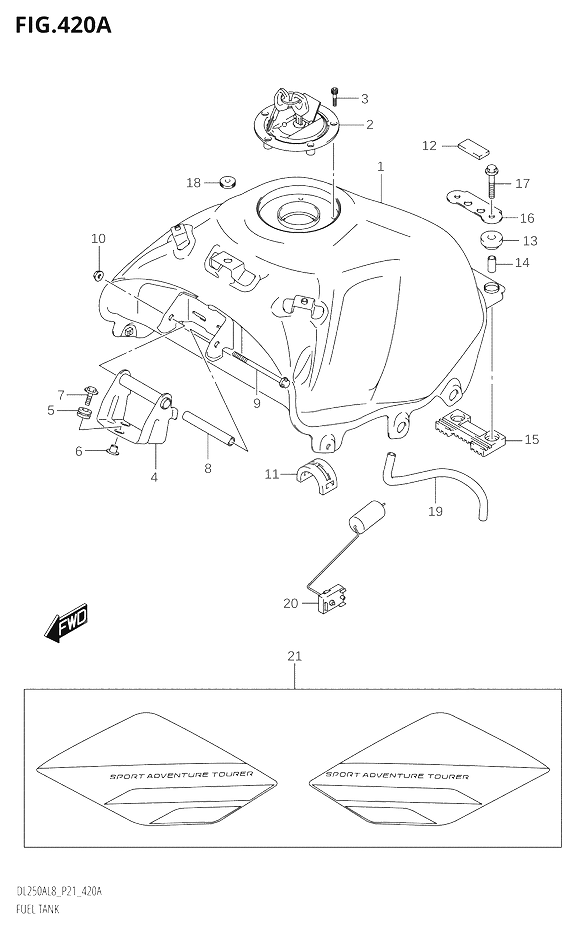 RESERVOIR DESSENCE POUR V STROM 250DL250A L8 2018