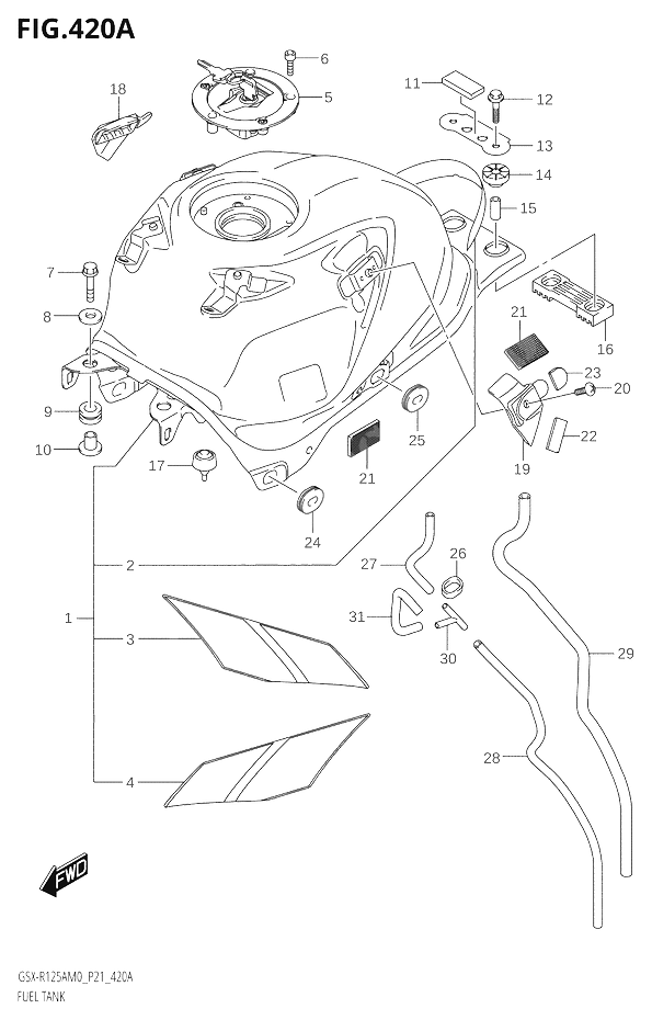RESERVOIR DESSENCE POUR GSX R 125GSX R125XA M0 2020