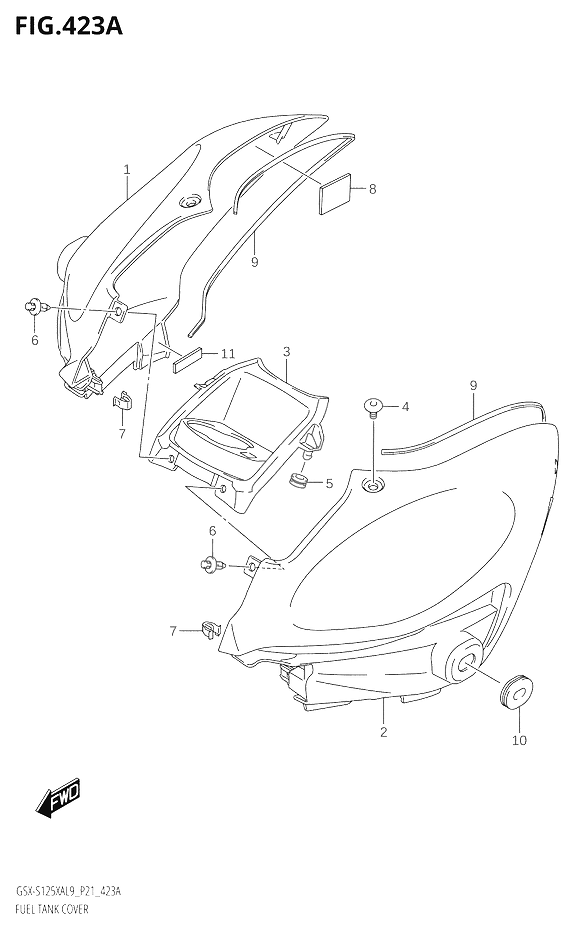 RESERVOIR DESSENCE COUVERCLES POUR GSX S 125GSX S125XA L9 2019