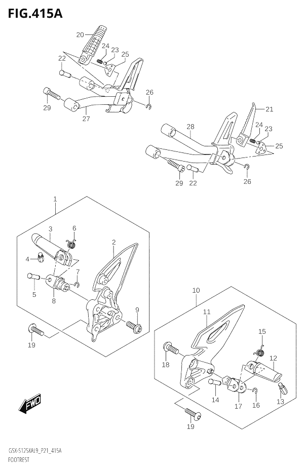 REPOSE PIEDS POUR GSX S 125GSX S125XA L9 2019