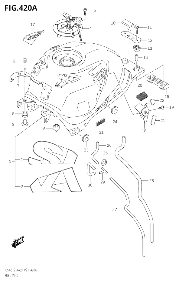 RESERVOIR DESSENCE POUR GSX S 125GSX S125XA L9 2019