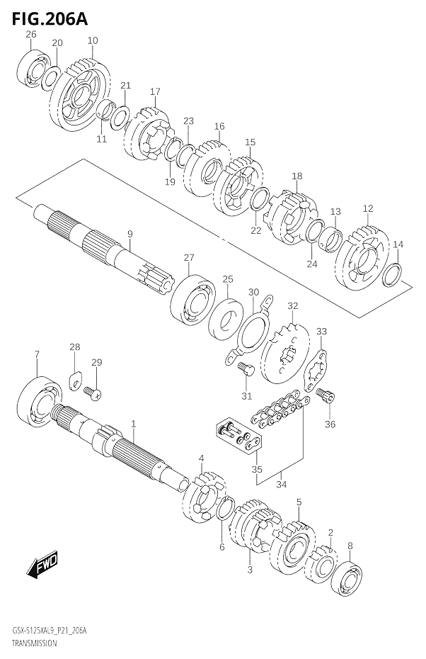 TRANSMISSION POUR GSX S 125GSX S125XA L9 2019
