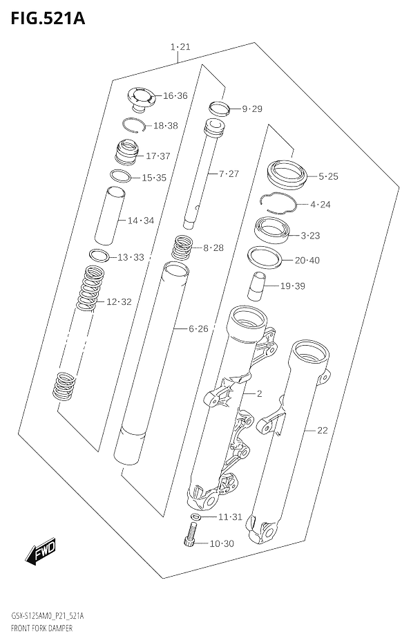 FOURCHE POUR GSX S 125GSX S125A M0 GSX S125XA M0 2020