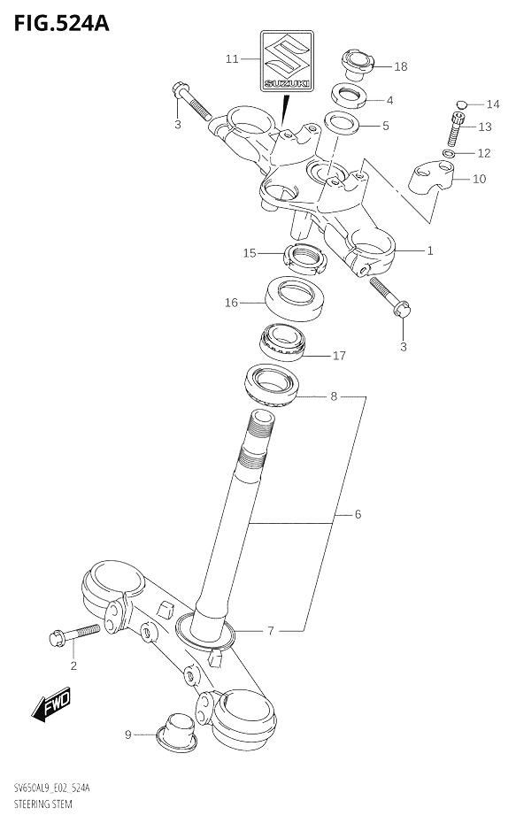 COLONNE DE DIRECTION POUR SV 650SV650A L9 2019