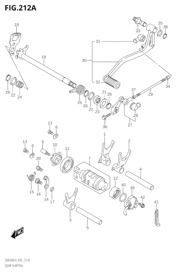 ENSEMBLE SELECTEUR DE VITESSES POUR SV 650SV650A L9 2019