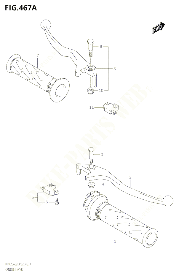 ENSEMBLE LEVIERS POIGNEES POUR SUZUKI BURGMAN 125 2019 POUR BURGMAN 125 UH125A L9 
