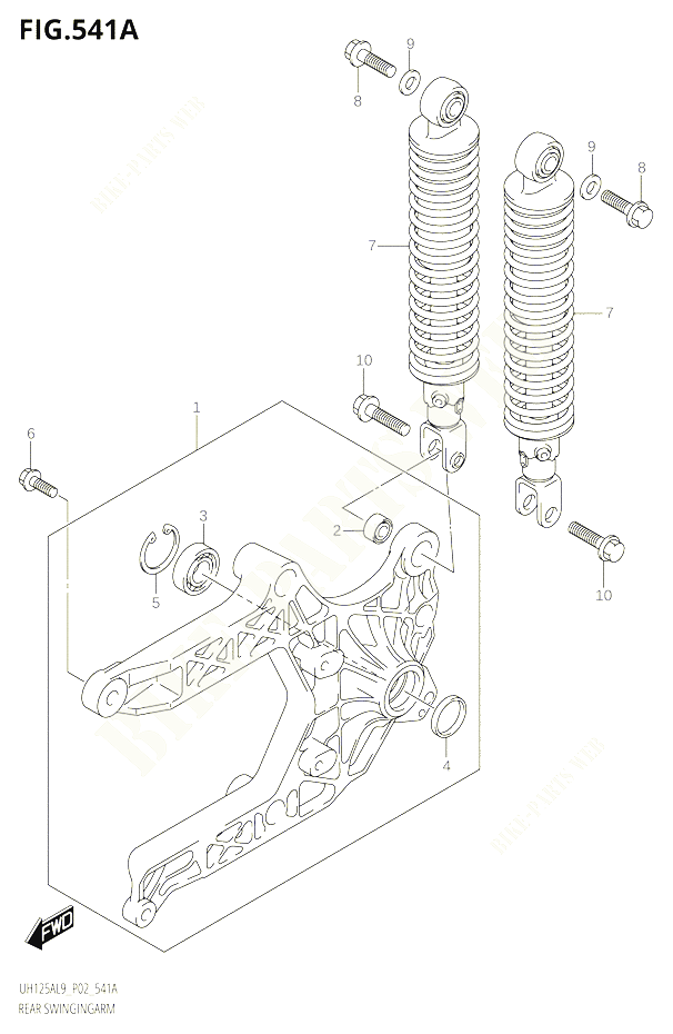 BRAS OSCILLANT ARRIERE POUR SUZUKI BURGMAN 125 2019 POUR BURGMAN 125 UH125A L9 