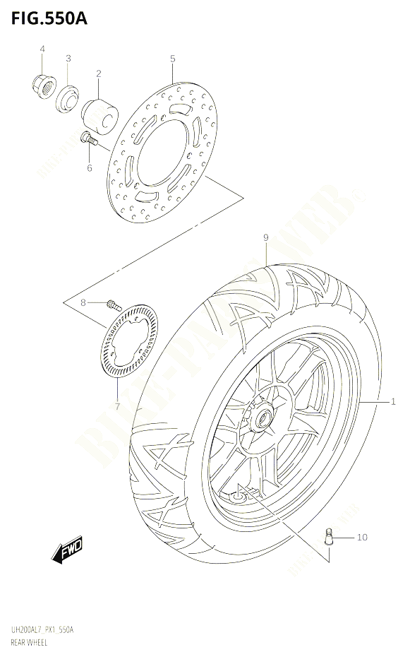 ROUE ARRIERE POUR SUZUKI BURGMAN 125 2019 POUR BURGMAN 125 UH125A L9 