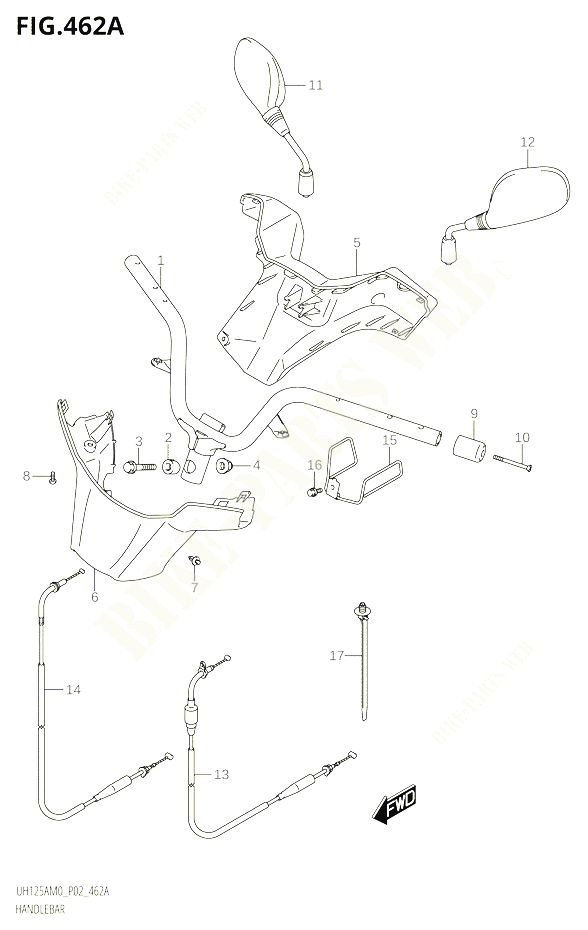 GUIDON POUR SUZUKI BURGMAN 125 2020 POUR BURGMAN 125 UH125A M0 
