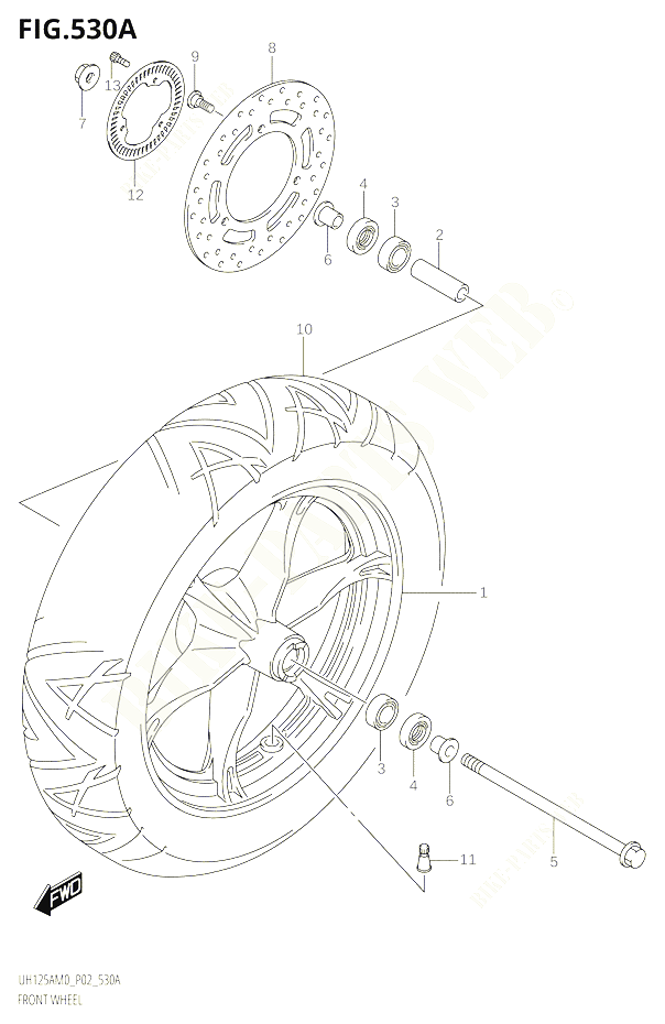 ROUE AVANT POUR SUZUKI BURGMAN 125 2020 POUR BURGMAN 125 UH125A M0 