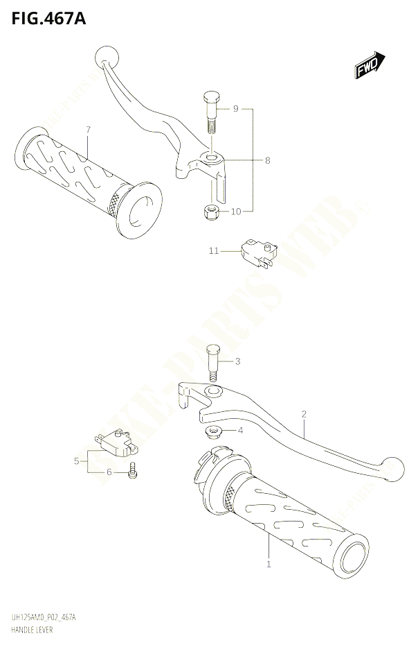 ENSEMBLE LEVIERS POIGNEES POUR SUZUKI BURGMAN 125 2020 POUR BURGMAN 125 UH125A M0 