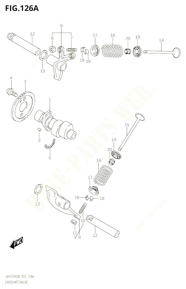ARBRE A CAMES VALVE POUR SUZUKI BURGMAN 125 2020 POUR BURGMAN 125 UH125A M0 