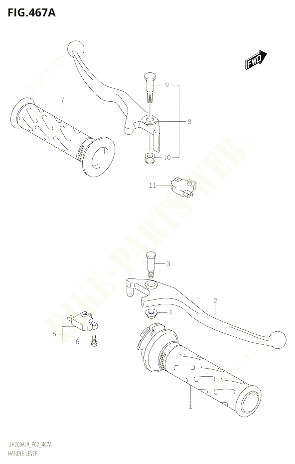 ENSEMBLE LEVIERS POIGNEES POUR SUZUKI BURGMAN 200 2019 POUR BURGMAN 200 UH200A L9 
