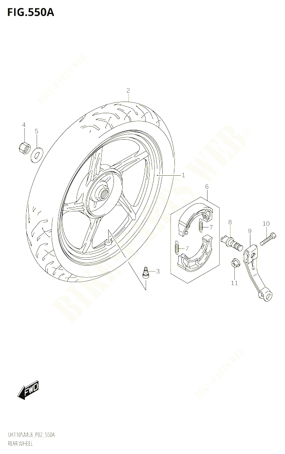 ROUE ARRIERE POUR SUZUKI ADDRESS 110 2018 POUR ADDRESS 110 UK110NM L8 