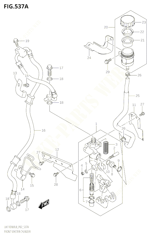 MAITRE CYLINDRE AVANT POUR SUZUKI ADDRESS 110 2018 POUR ADDRESS 110 UK110NM L8 