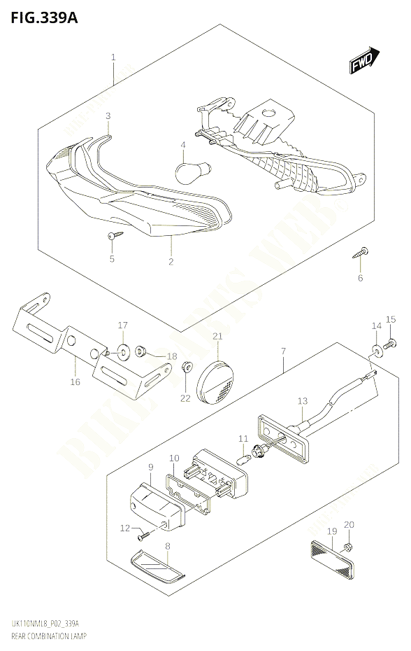 FEU ARRIERE POUR SUZUKI ADDRESS 110 2018 POUR ADDRESS 110 UK110NM L8 