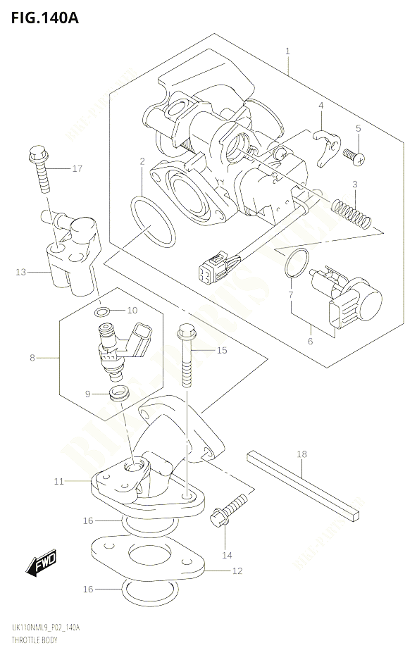 CORPS DE PAPILLON POUR SUZUKI ADDRESS 110 2019 POUR ADDRESS 110 UK110NM L9 
