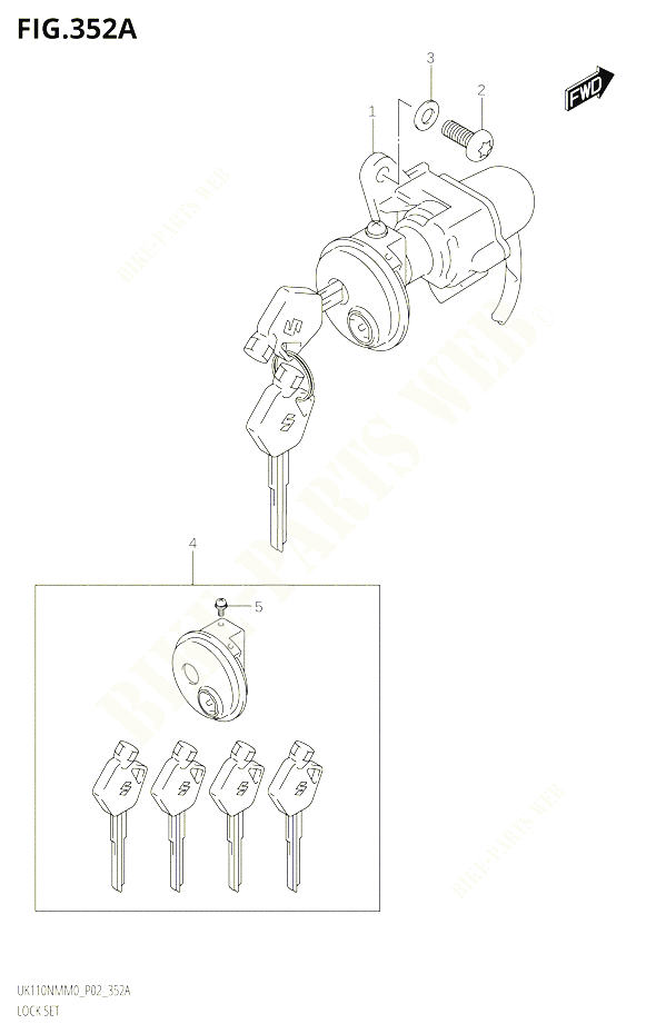 KIT SERRURE UK110NMM0 P02 POUR SUZUKI ADDRESS 110 2020 POUR ADDRESS 110 UK110NM M0 