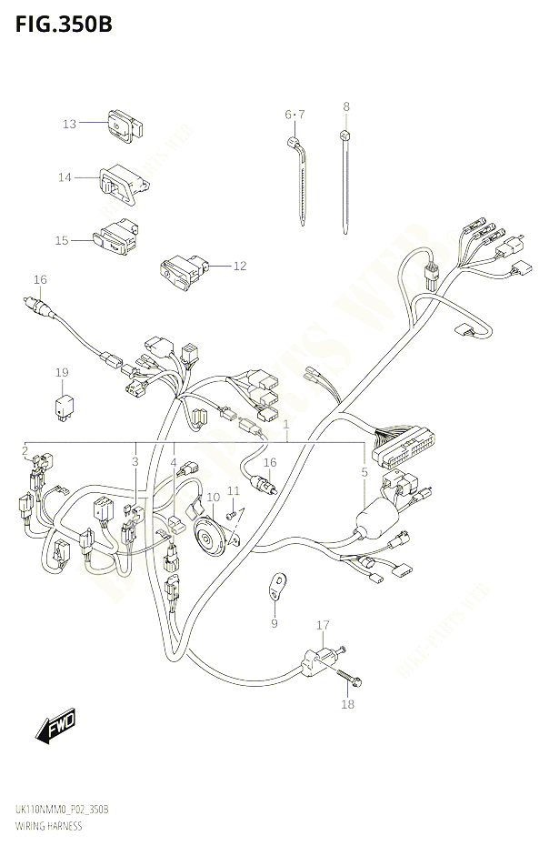 FAISCEAU ELECTRIQUE110NMM0 P19 POUR SUZUKI ADDRESS 110 2020 POUR ADDRESS 110 UK110NM M0 