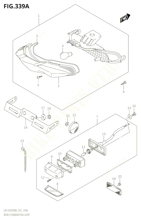 ENSEMBLE FEU ARRIERE POUR SUZUKI ADDRESS 110 2020 POUR ADDRESS 110 UK110NM M0 