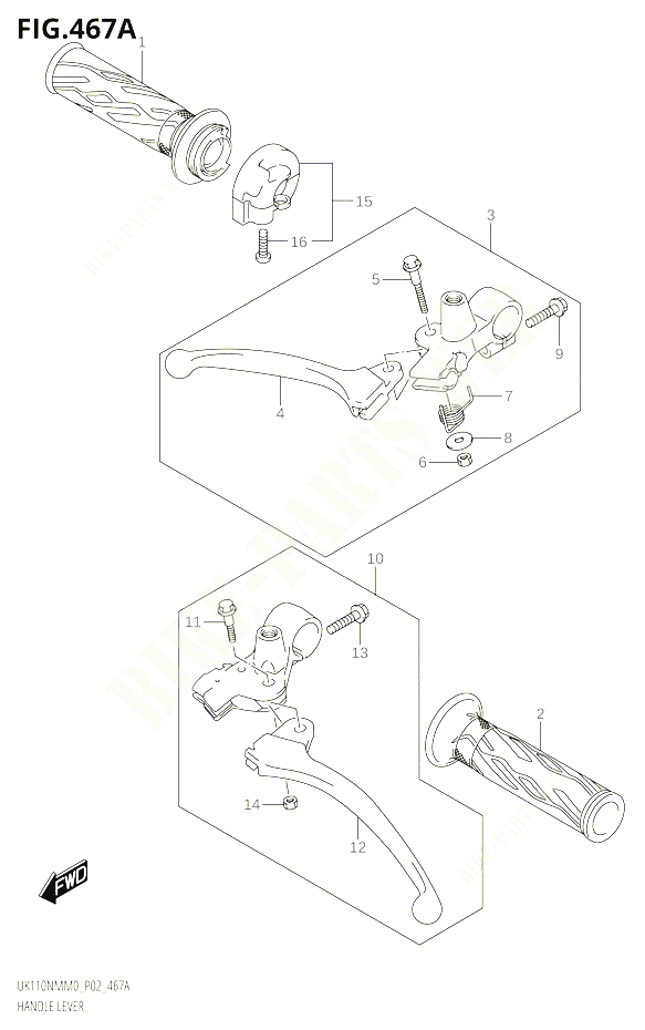 ENSEMBLE LEVIERS POIGNEES POUR SUZUKI ADDRESS 110 2020 POUR ADDRESS 110 UK110NM M0 