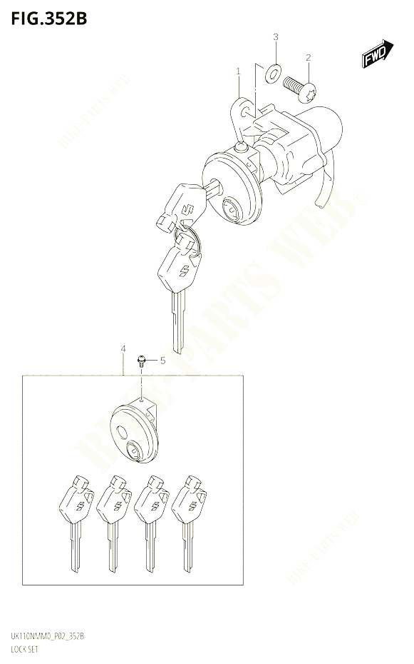 KIT SERRURE UK110NMM0 P19 POUR SUZUKI ADDRESS 110 2020 POUR ADDRESS 110 UK110NM M0 