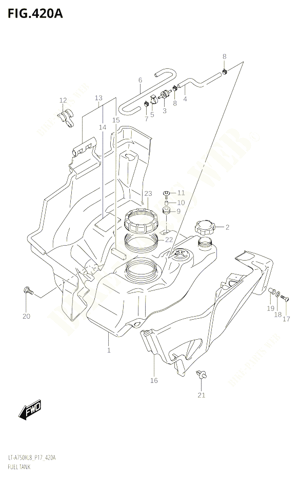 RESERVOIR DESSENCE POUR SUZUKI KINGQUAD 750 2018 POUR KINGQUAD 750 AXI 4WD LT A750X L8 