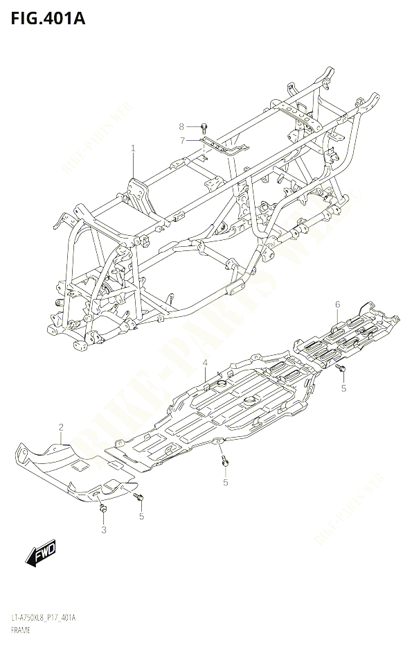 CADRE POUR SUZUKI KINGQUAD 750 2018 POUR KINGQUAD 750 AXI 4WD LT A750X L8 