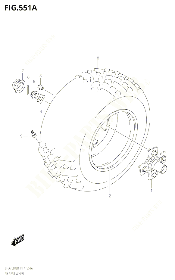 ROUE ARRIERE DROITE POUR SUZUKI KINGQUAD 750 2018 POUR KINGQUAD 750 AXI 4WD LT A750X L8 