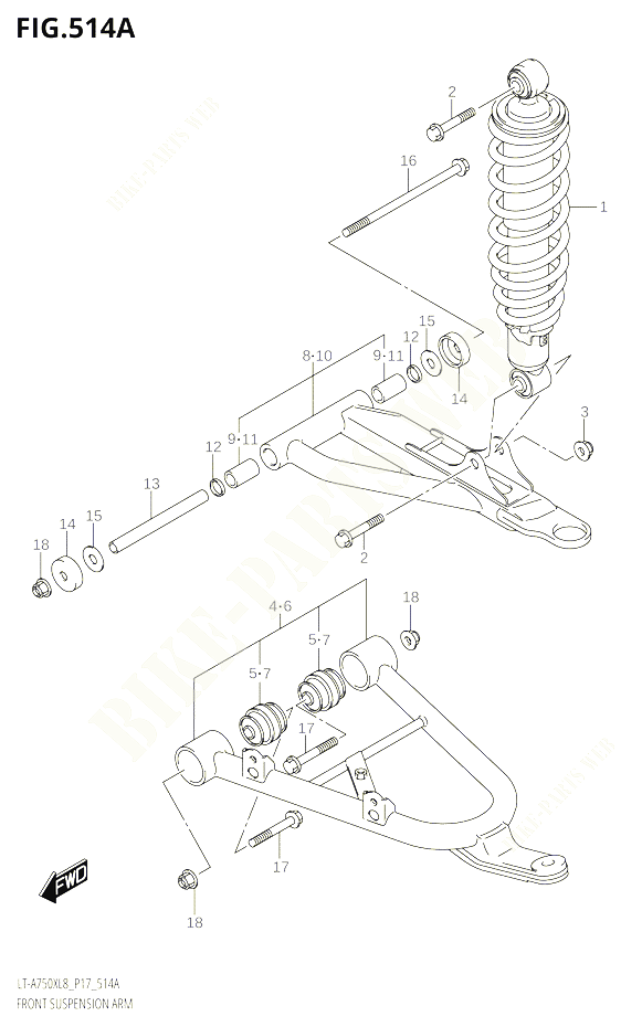 BRAS SUSPENSION AVANT POUR SUZUKI KINGQUAD 750 2018 POUR KINGQUAD 750 AXI 4WD LT A750X L8 