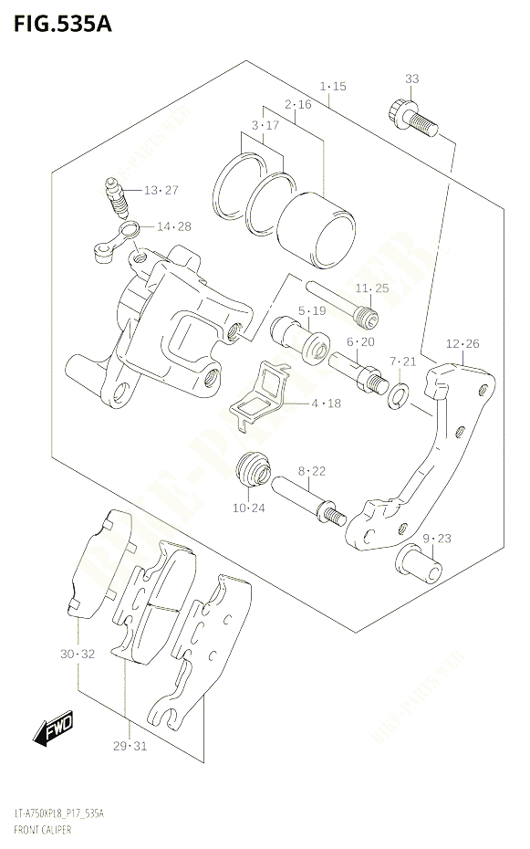 ETRIER DE FREIN AVANT POUR SUZUKI KINGQUAD 750 2018 POUR KINGQUAD 750 AXI 4WD LT A750XP L8 