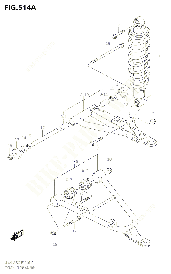 BRAS SUSPENSION AVANT POUR SUZUKI KINGQUAD 750 2018 POUR KINGQUAD 750 AXI 4WD LT A750XP L8 