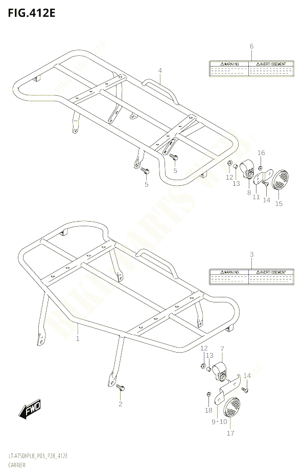 PORTE PAQUET750XPBL8P28 POUR SUZUKI KINGQUAD 750 2018 POUR KINGQUAD 750 AXI 4WD LT A750XPB L8 