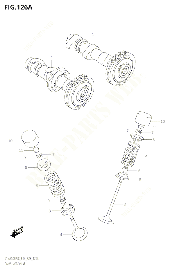ARBRE A CAMES SOUPAPES POUR SUZUKI KINGQUAD 750 2018 POUR KINGQUAD 750 AXI 4WD LT A750XPB L8 