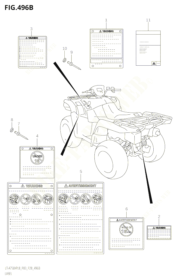 ETIQUETTEA750XPL8P28 POUR SUZUKI KINGQUAD 750 2018 POUR KINGQUAD 750 AXI 4WD LT A750XPB L8 