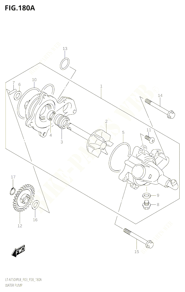 POMPE A EAU POUR SUZUKI KINGQUAD 750 2018 POUR KINGQUAD 750 AXI 4WD LT A750XPB L8 