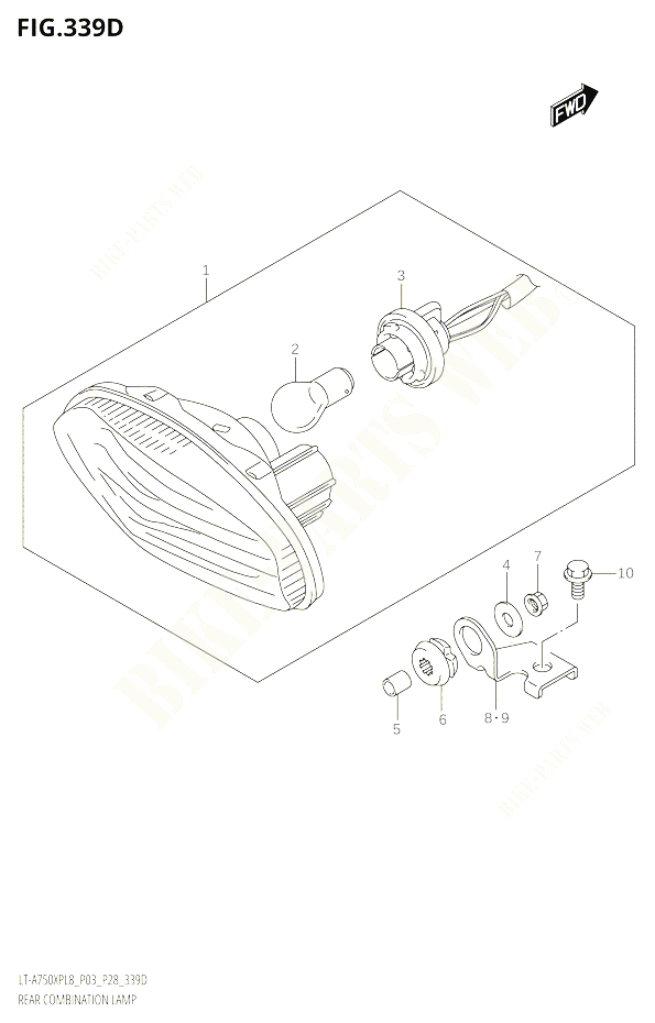 FEU ARRIERETION LAMP LT A750XPBL8P03 POUR SUZUKI KINGQUAD 750 2018 POUR KINGQUAD 750 AXI 4WD LT A750XPB L8 