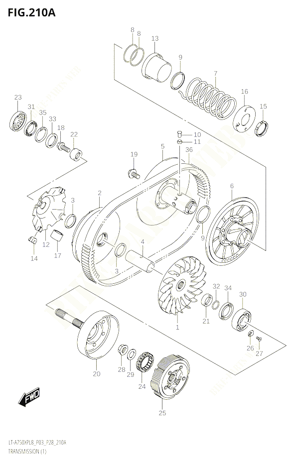 TRANSMISSION 1 POUR SUZUKI KINGQUAD 750 2018 POUR KINGQUAD 750 AXI 4WD LT A750XPB L8 