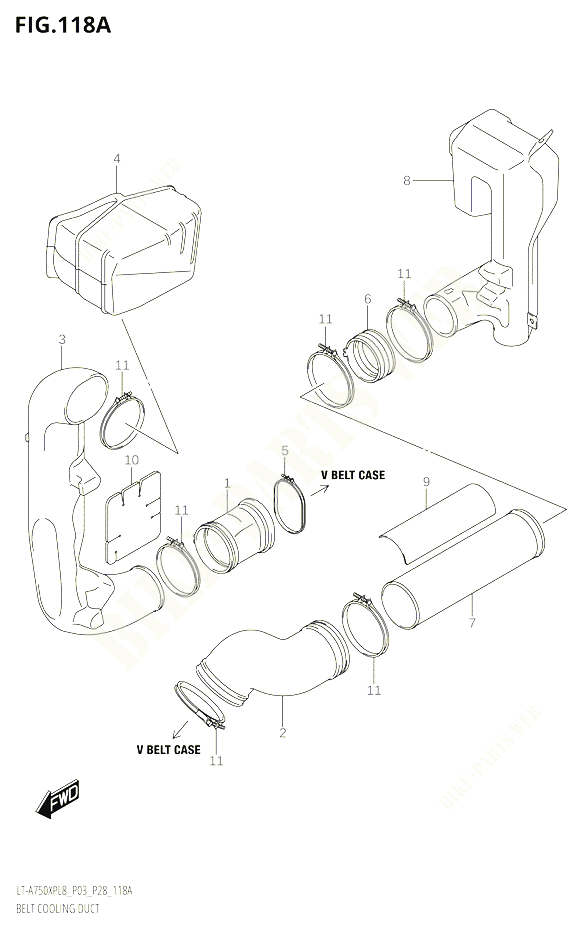 CONDUIT DADMISSION CARTER COURROIE POUR SUZUKI KINGQUAD 750 2018 POUR KINGQUAD 750 AXI 4WD LT A750XPB L8 