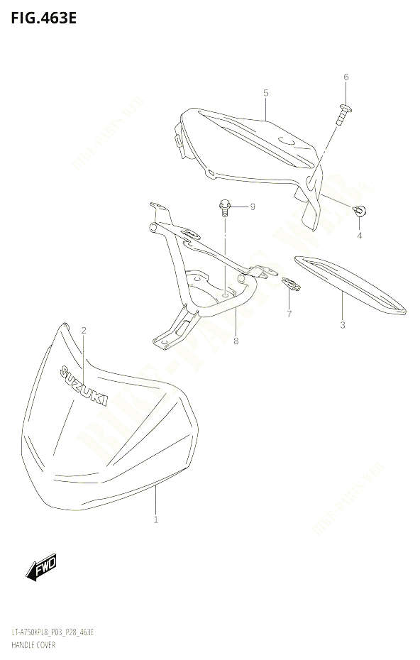 CARENAGE DE GUIDON50XPBL8P28 POUR SUZUKI KINGQUAD 750 2018 POUR KINGQUAD 750 AXI 4WD LT A750XPB L8 