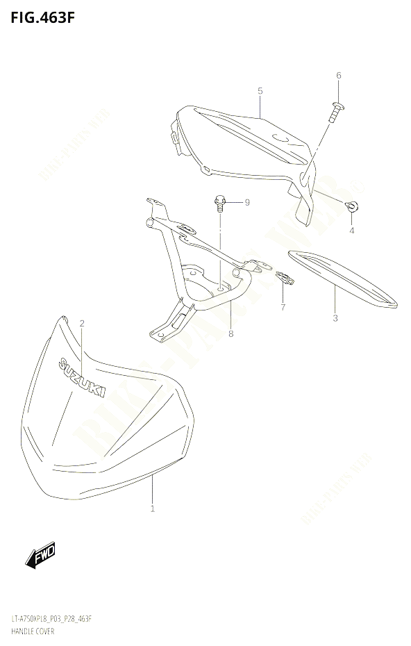 CARENAGE DE GUIDON50XPBL8P33 POUR SUZUKI KINGQUAD 750 2018 POUR KINGQUAD 750 AXI 4WD LT A750XPB L8 
