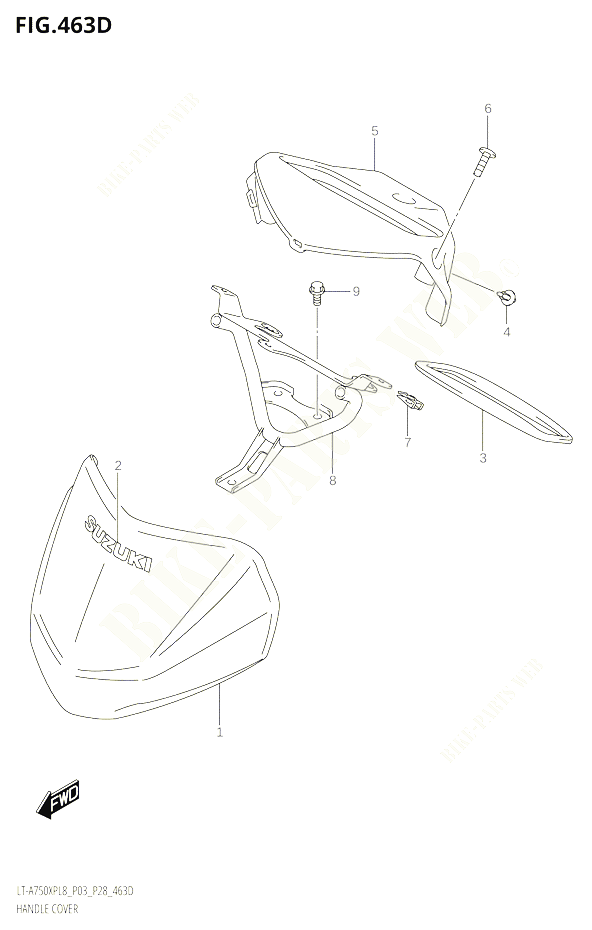 CARENAGE DE GUIDON50XPBL8P03 POUR SUZUKI KINGQUAD 750 2018 POUR KINGQUAD 750 AXI 4WD LT A750XPB L8 