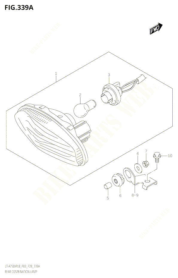 FEU ARRIERETION LAMP LT A750XPL8P03 POUR SUZUKI KINGQUAD 750 2018 POUR KINGQUAD 750 AXI 4WD LT A750XPB L8 