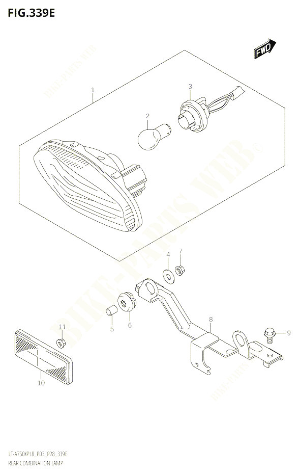 FEU ARRIERETION LAMP LT A750XPBL8P28 POUR SUZUKI KINGQUAD 750 2018 POUR KINGQUAD 750 AXI 4WD LT A750XPB L8 