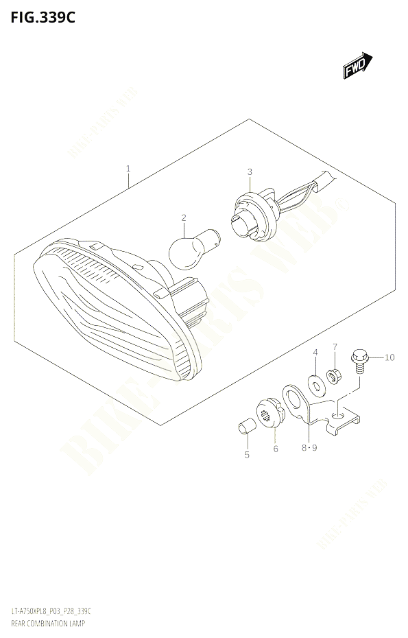 FEU ARRIERETION LAMP LT A750XPL8P33 POUR SUZUKI KINGQUAD 750 2018 POUR KINGQUAD 750 AXI 4WD LT A750XPB L8 