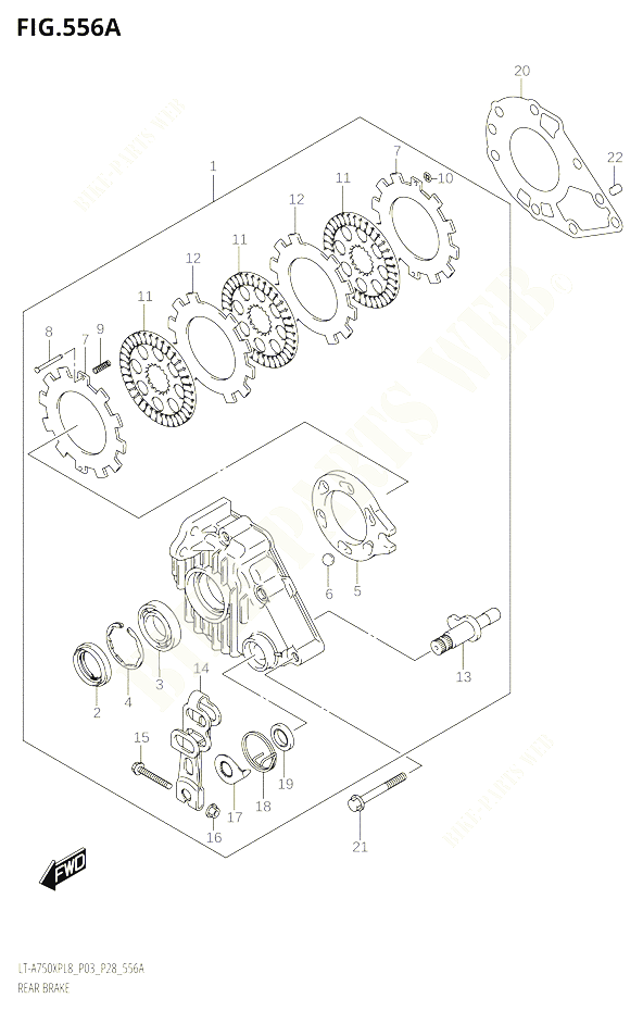 FREIN ARRIERE POUR SUZUKI KINGQUAD 750 2018 POUR KINGQUAD 750 AXI 4WD LT A750XPB L8 