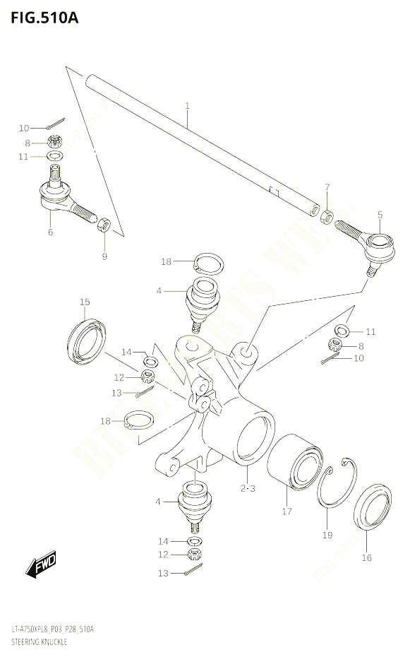 BIELLETTES DE DIRECTION MOYEU POUR SUZUKI KINGQUAD 750 2018 POUR KINGQUAD 750 AXI 4WD LT A750XPB L8 