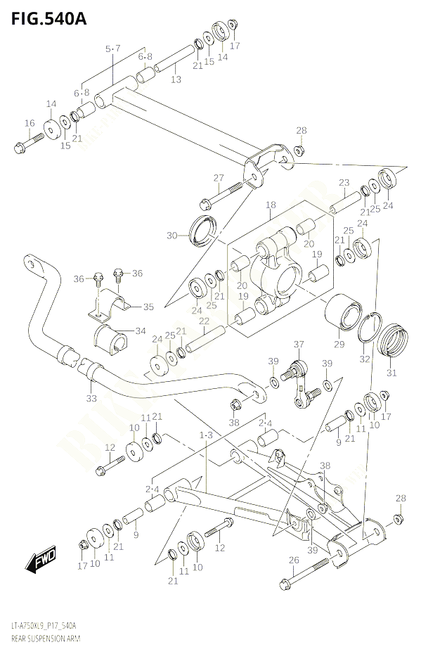 BRAS SUSPENSION ARRIERE POUR SUZUKI KINGQUAD 750 2019 POUR KINGQUAD 750 AXI 4WD LT A750X L9 